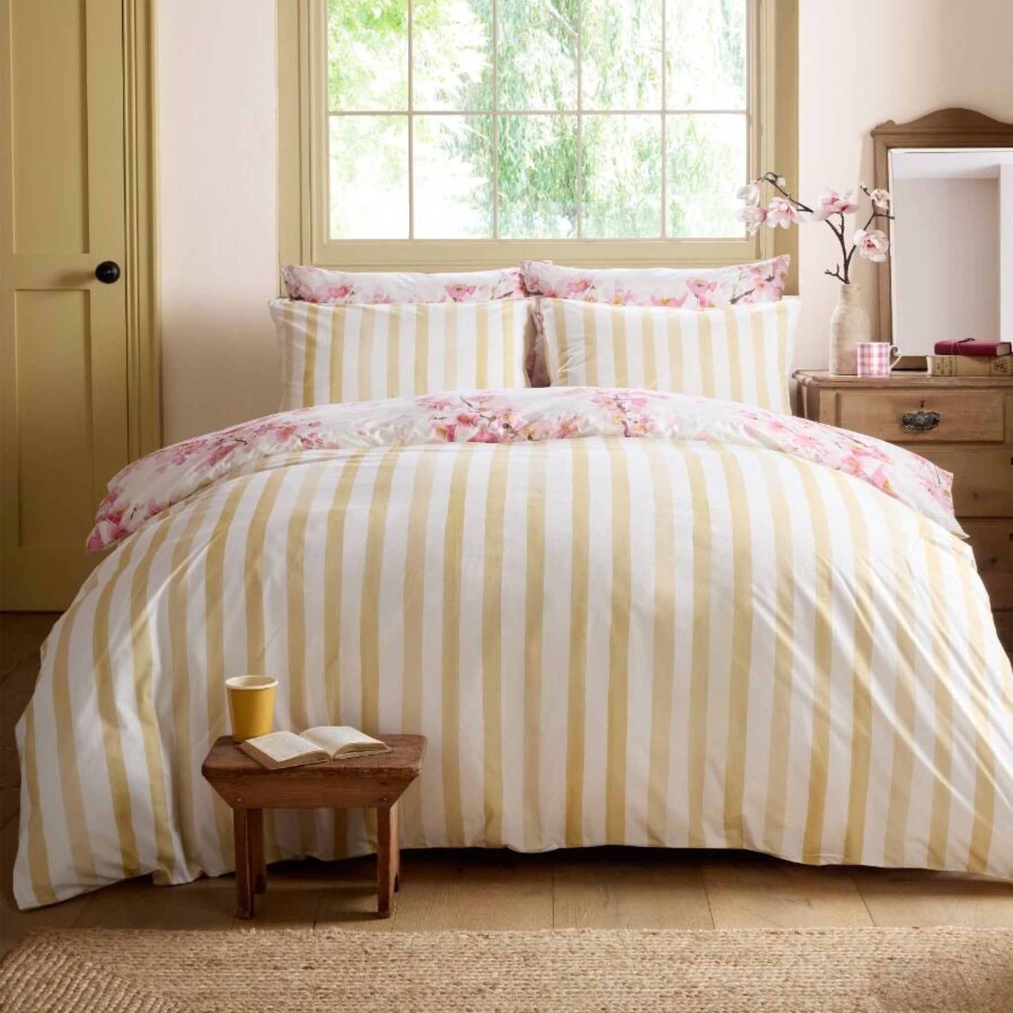 Bluebellgray Cherry Blossom Duvet Cover Set Pink reverse