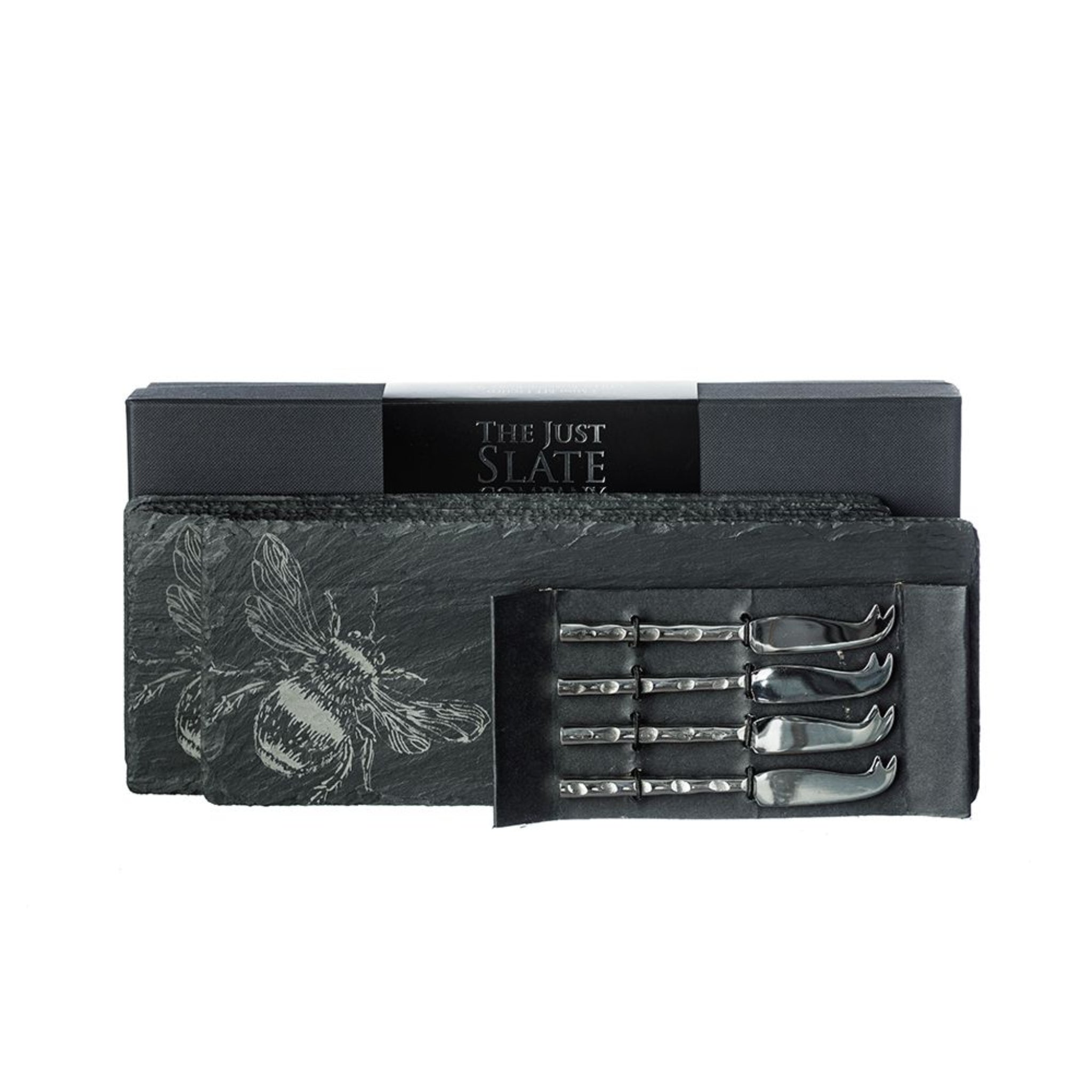 Selbrae House 4 Mini Slate Cheese Board & Knife Sets - Bee