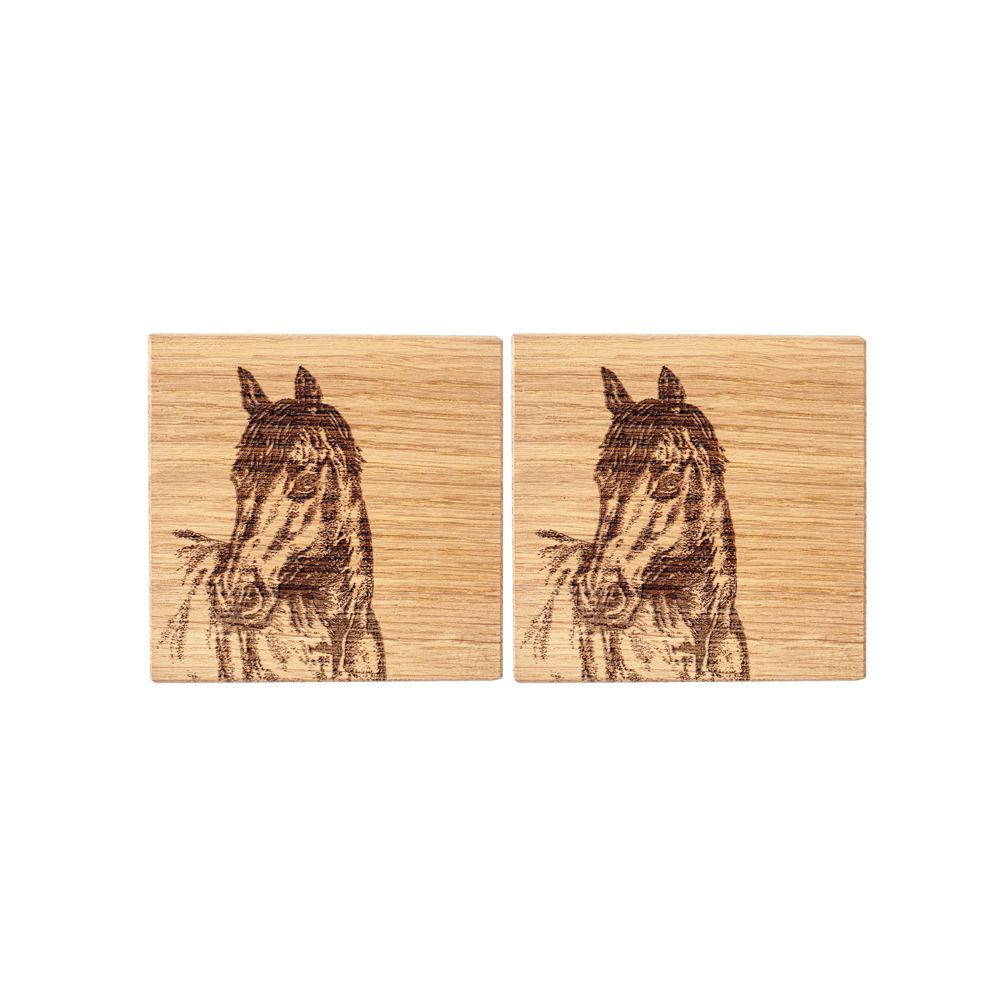 Scottish Made Horse Oak Coasters Set of 2
