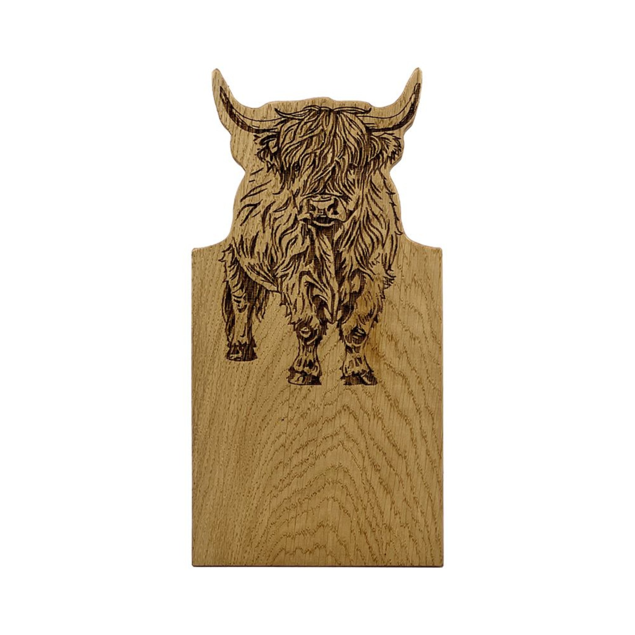 Selbrae House Framed Oak Serving Board Highland Cow Small
