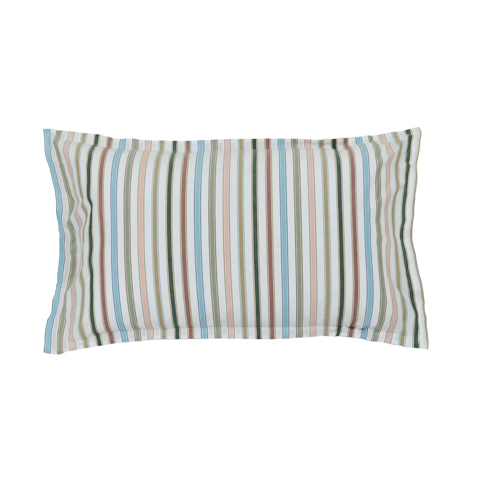 Striped pillowcase with multicolor pattern on a white background