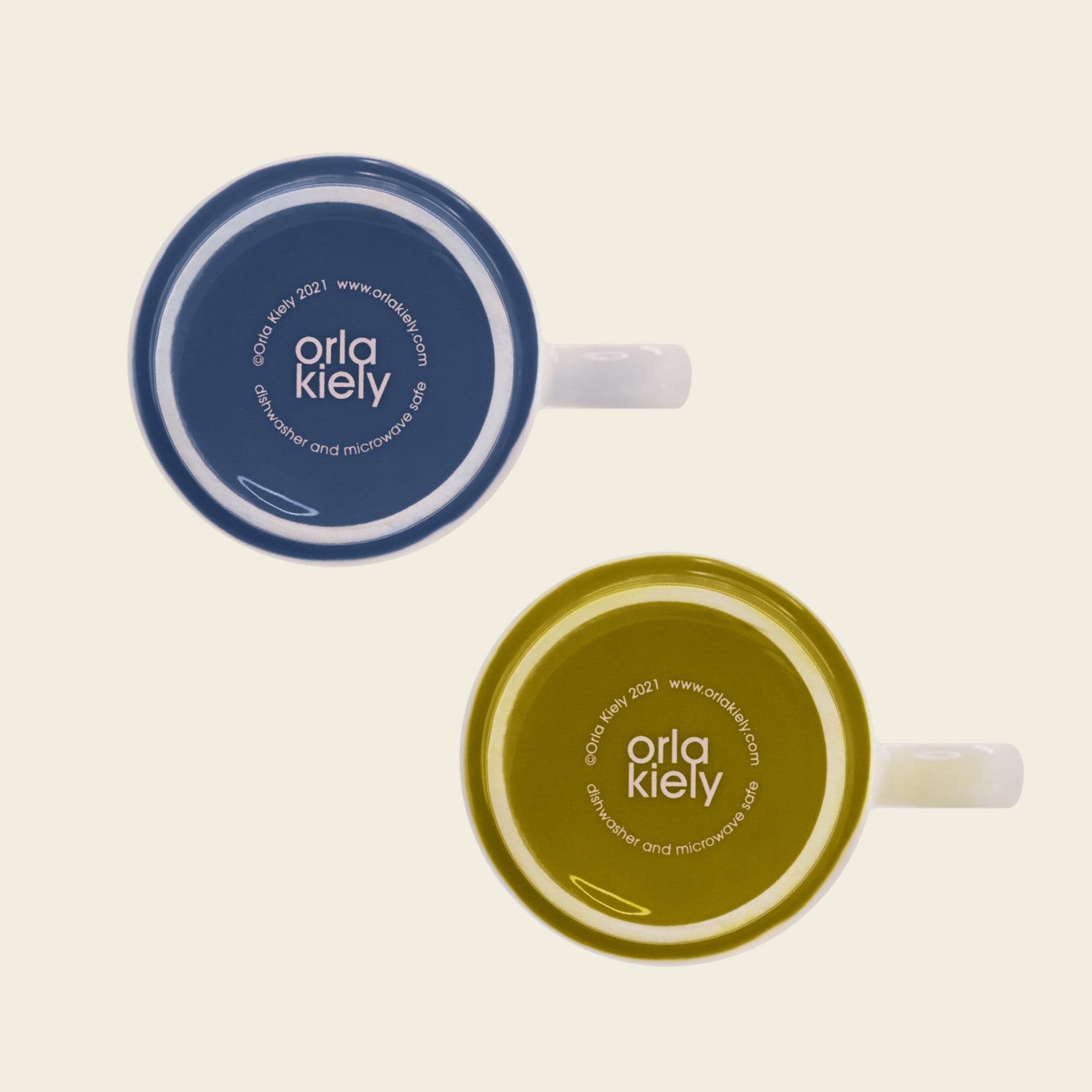 Orla Kiely Atomic Flower Set of Two Mugs Sky & Sunflower 330ml