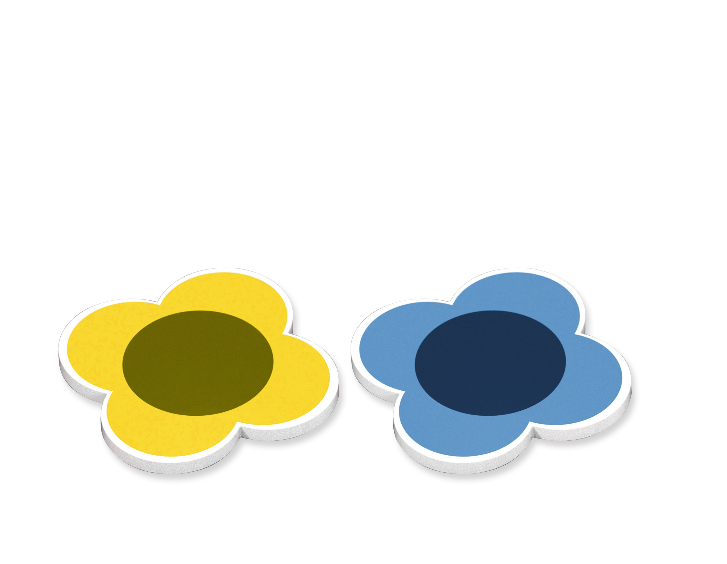Orla Kiely Set of Two Ceramic Trivets Sunflower Yellow & Sky Blue