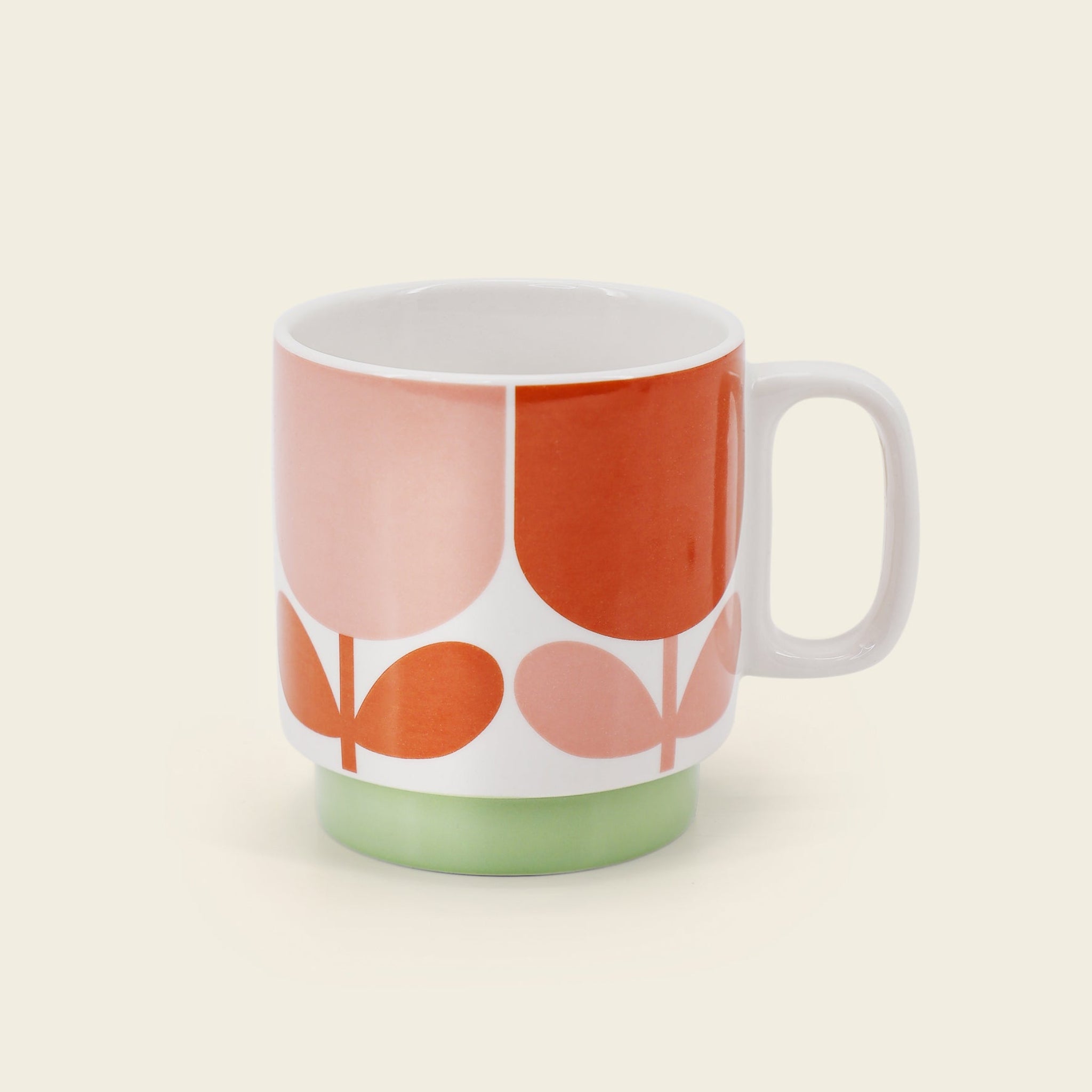 Orla Kiely Block Flower Set of Two Mugs Tomato & Fern 330ml