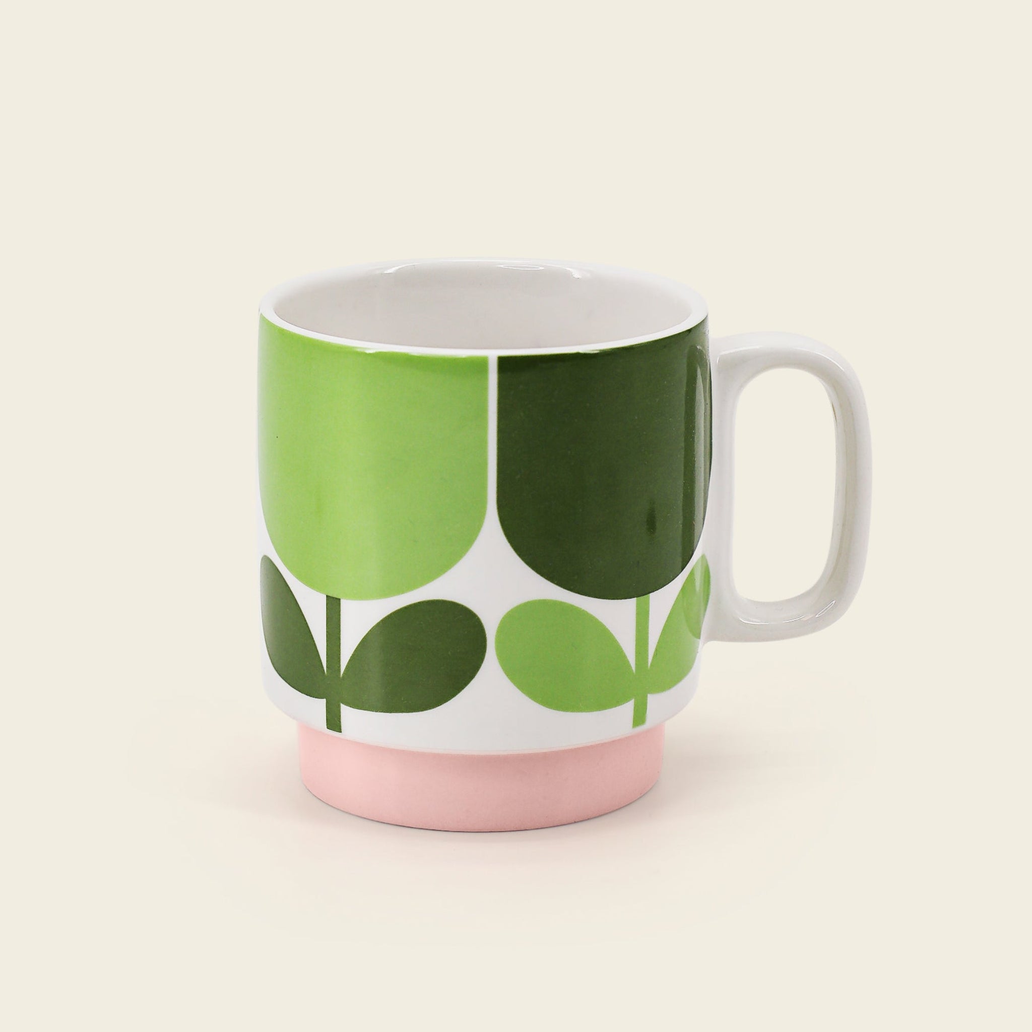 Orla Kiely Block Flower Set of Two Mugs Tomato & Fern 330ml