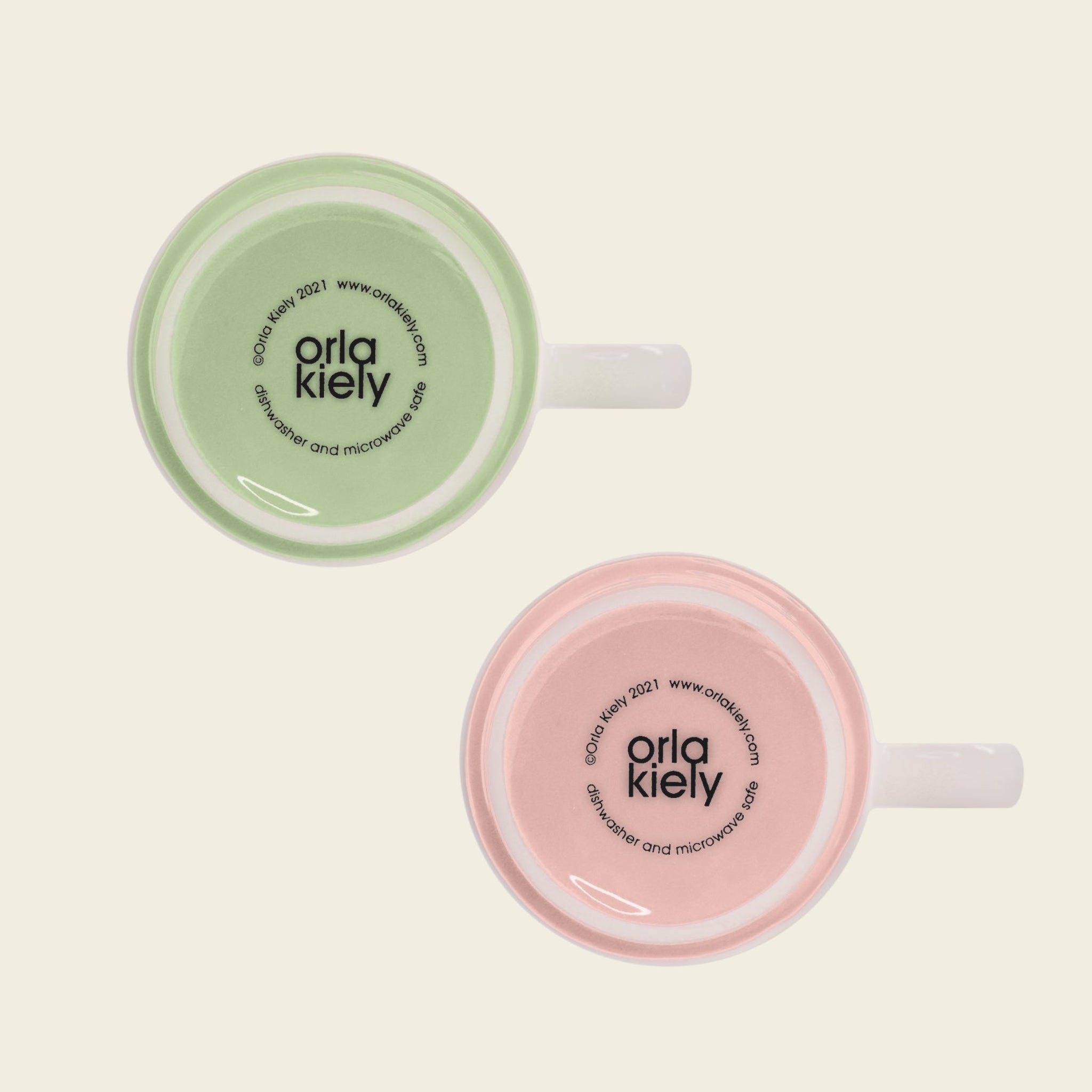 Orla Kiely Block Flower Set of Two Mugs Tomato & Fern 330ml