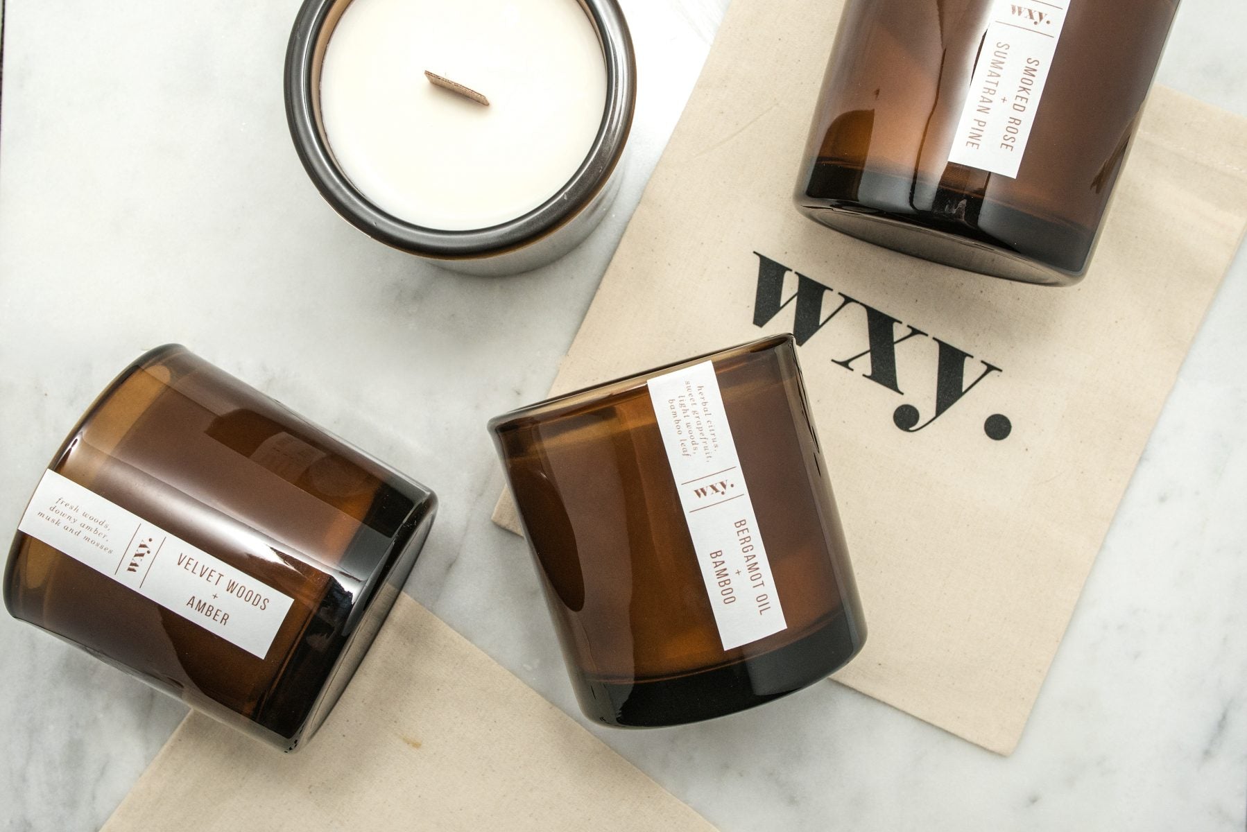 WXY Mini Amber Candle Black Ash & Frankincense 5oz