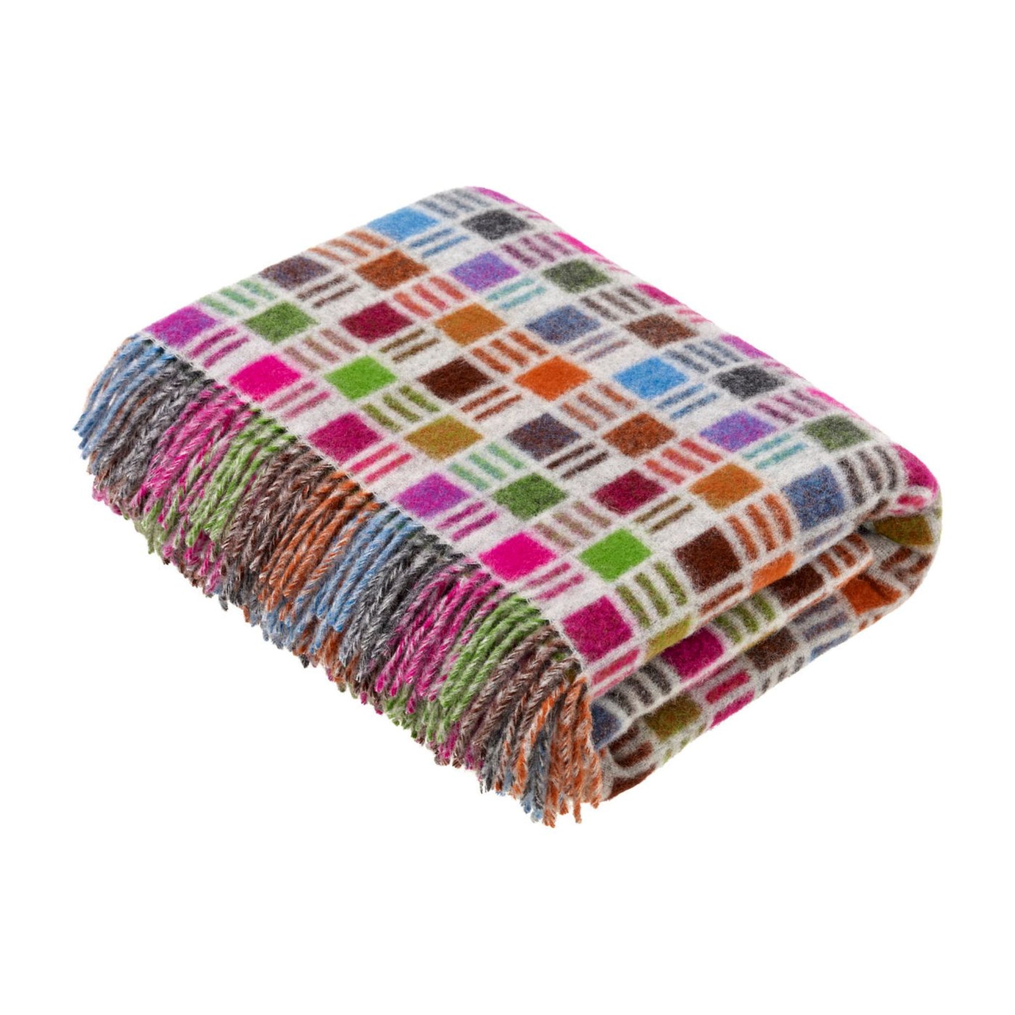 Bronte by Moon Ribbon Wool Throw Multi & Grey 185cm x 140cm