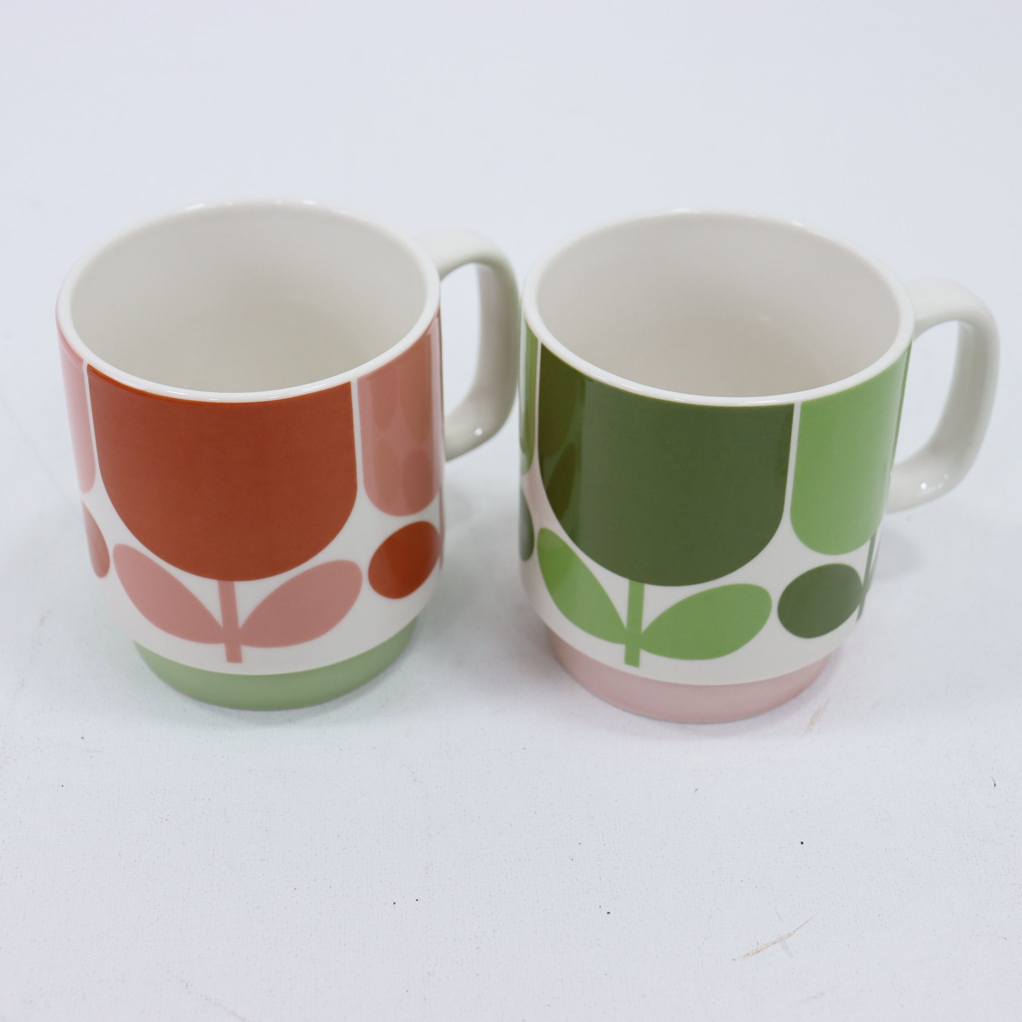 Orla Kiely pair stacking mugs tomato & fern