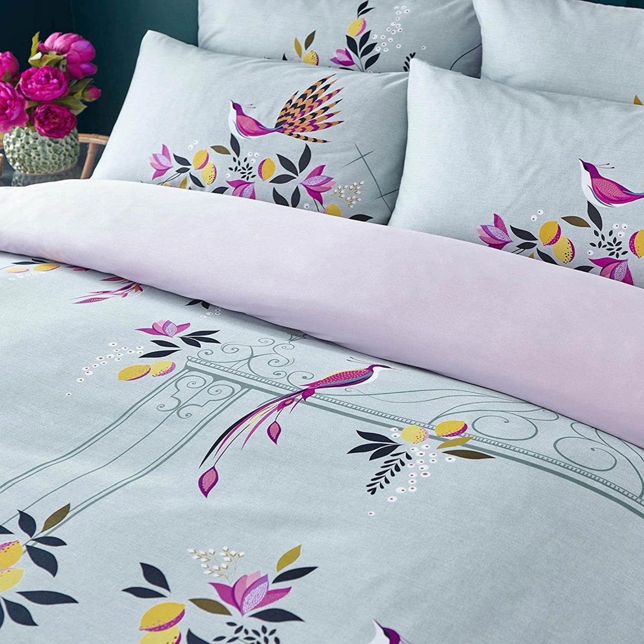 Sara Miller Bird & Gate Duvet Cover Set Duckegg Blue