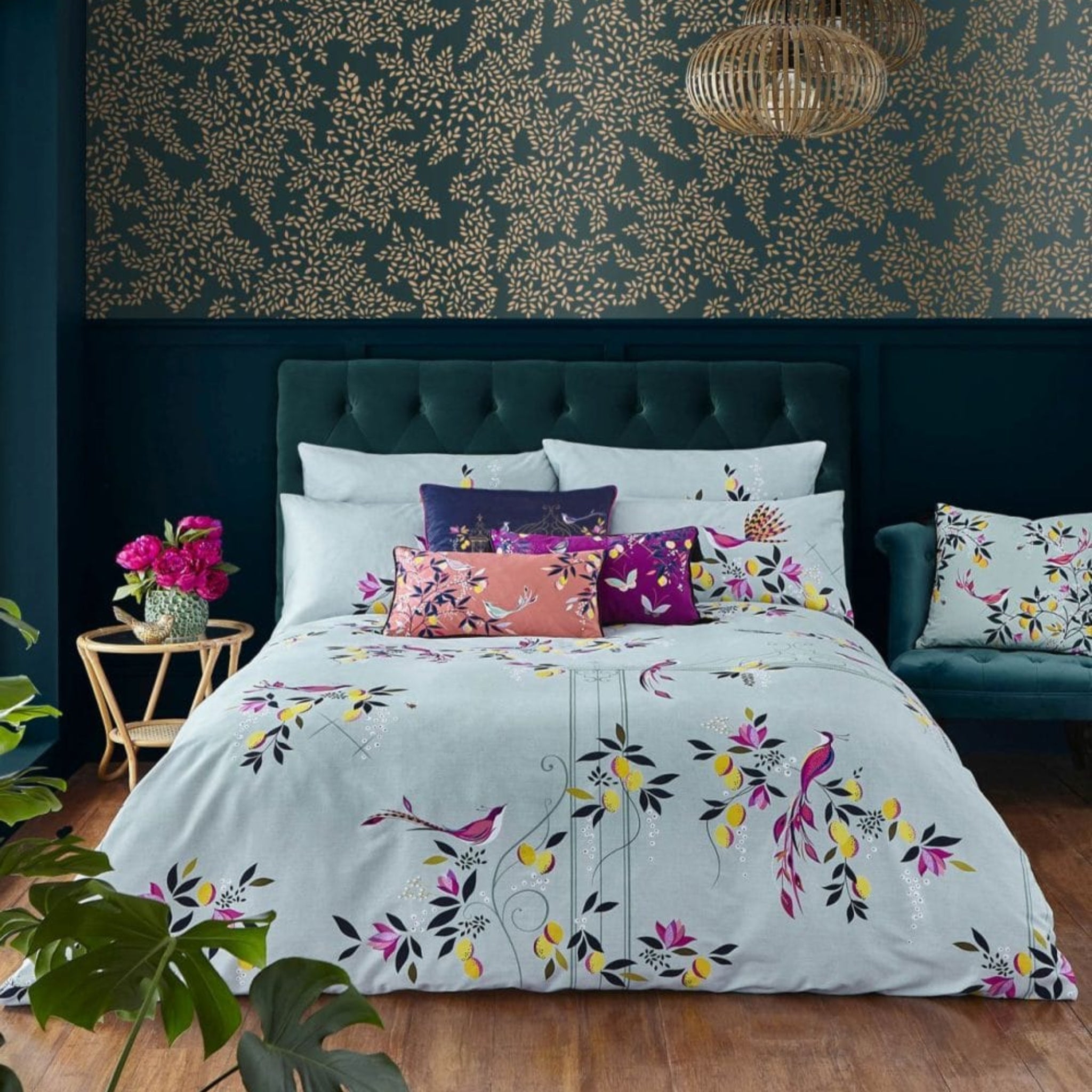 Sara Miller Bird & Gate Duvet Cover Set Duckegg Blue