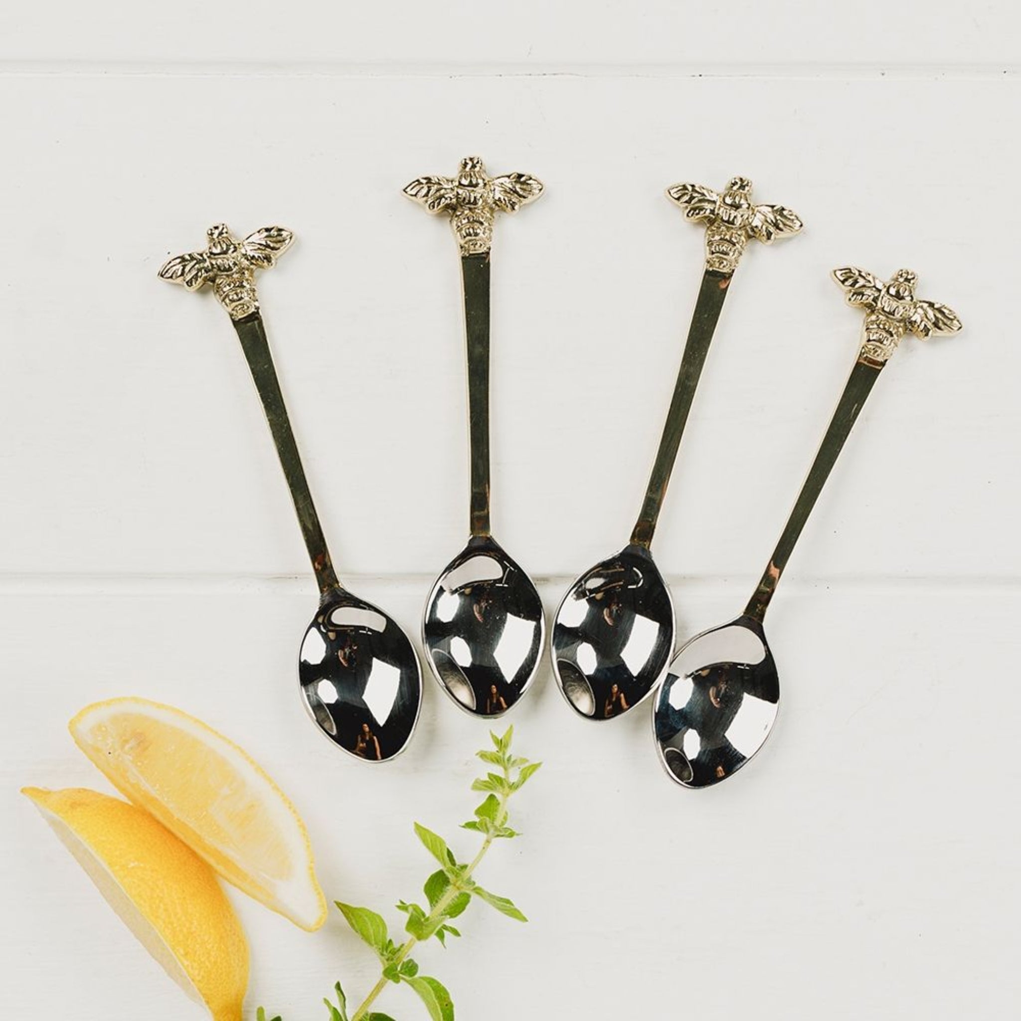 Selbrae House 4 Gold Bee Teaspoons