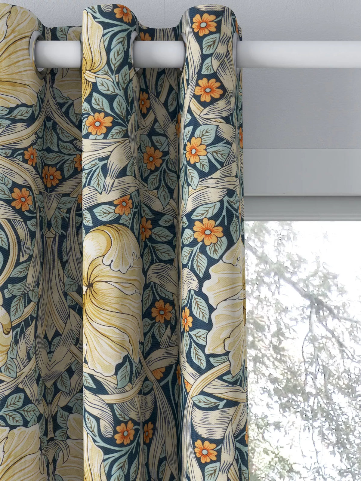 a curtain with floral pattern