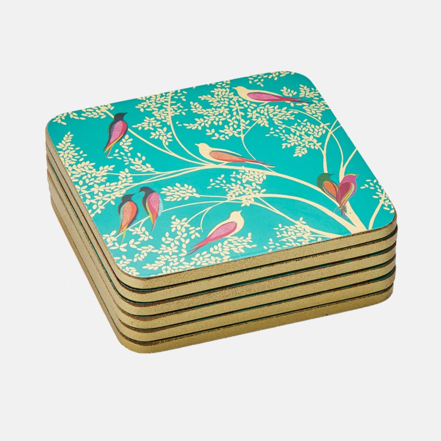 Sara Miller Green Birds Set of 6 Coasters