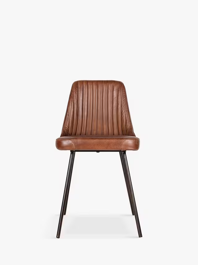 Nkuku Harsha Leather Dining Chair in Chocolate Brown