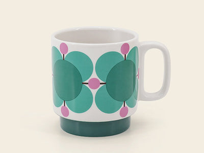 Orla Kiely Atomic Flower Set of Two Mugs Jewel & Latte 330ml