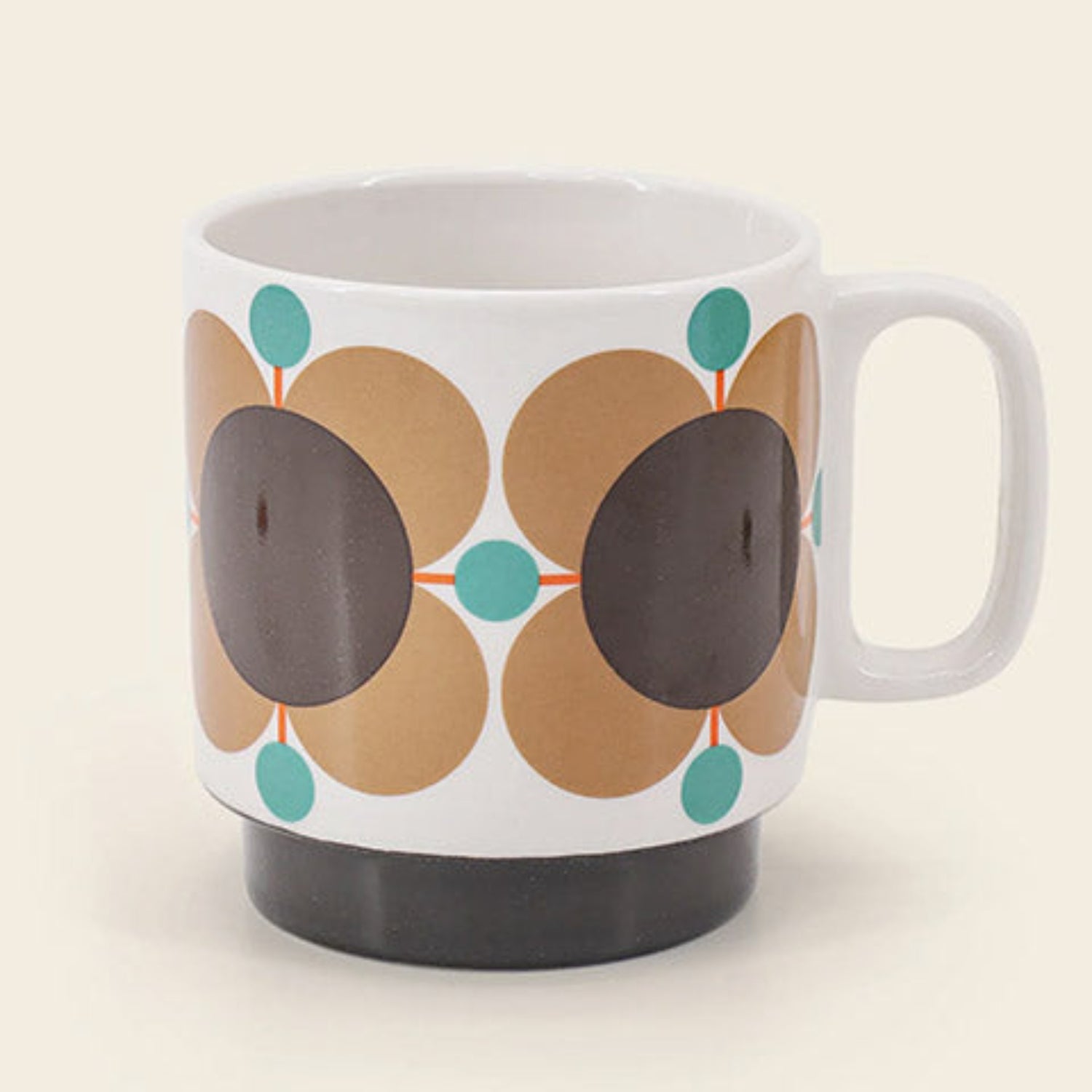 Orla Kiely Atomic Flower Set of Two Mugs Jewel &amp; Latte 330ml
