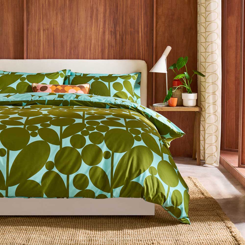 Orla Kiely Bubble Flower Duvet Cover Set Aqua Seagrass