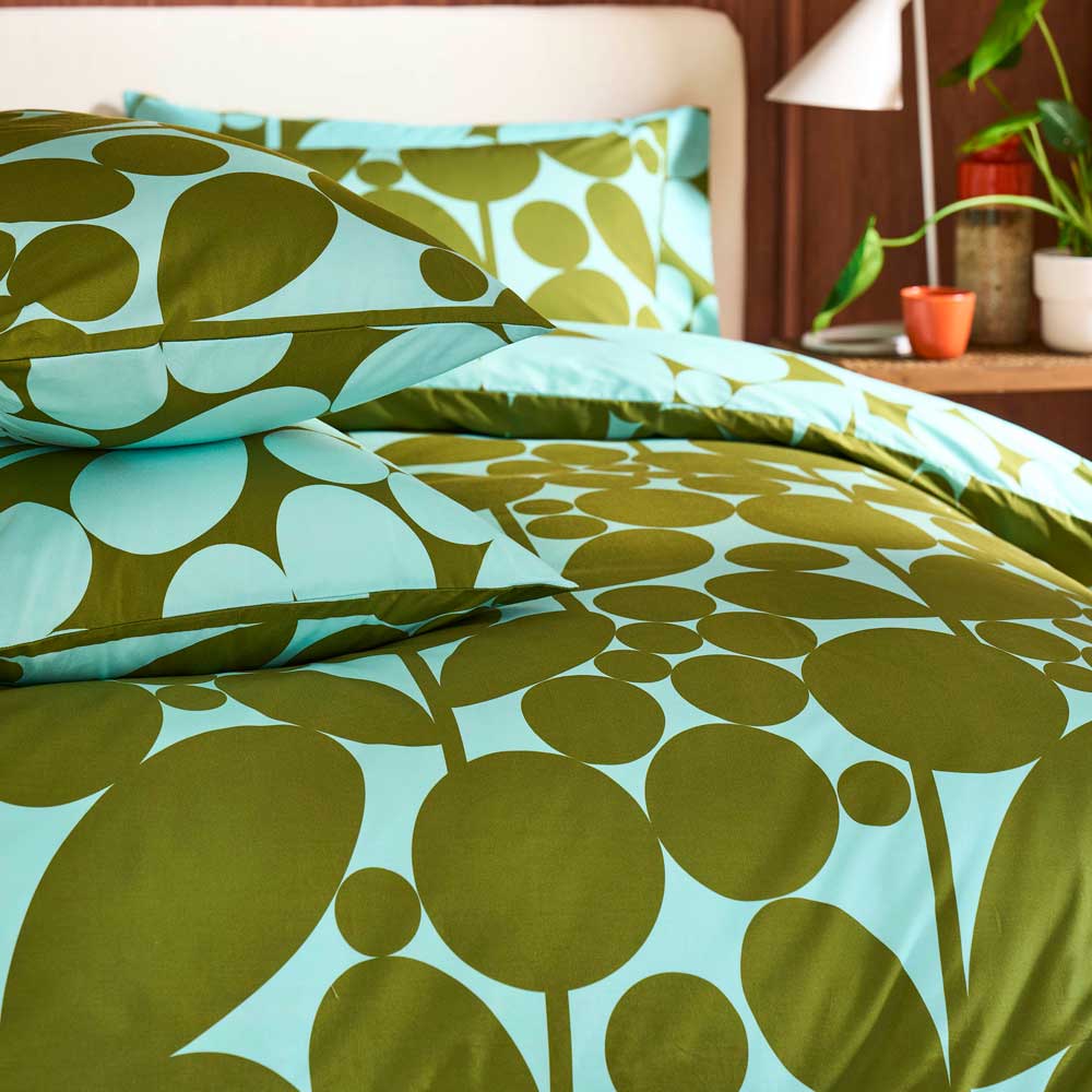 Orla Kiely Bubble Flower Duvet Cover Set Aqua Seagrass
