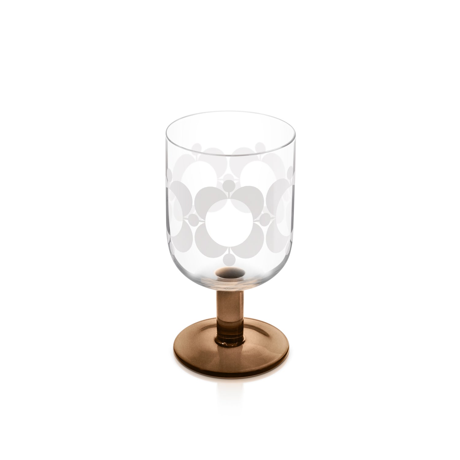 Orla Kiely Formal WIne Glasses Pink Brown Atomic Print Set of 4