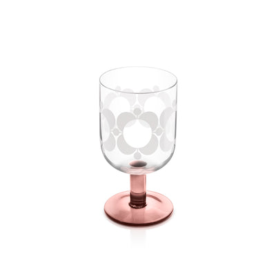 Orla Kiely Formal WIne Glasses Pink Brown Atomic Print Set of 4