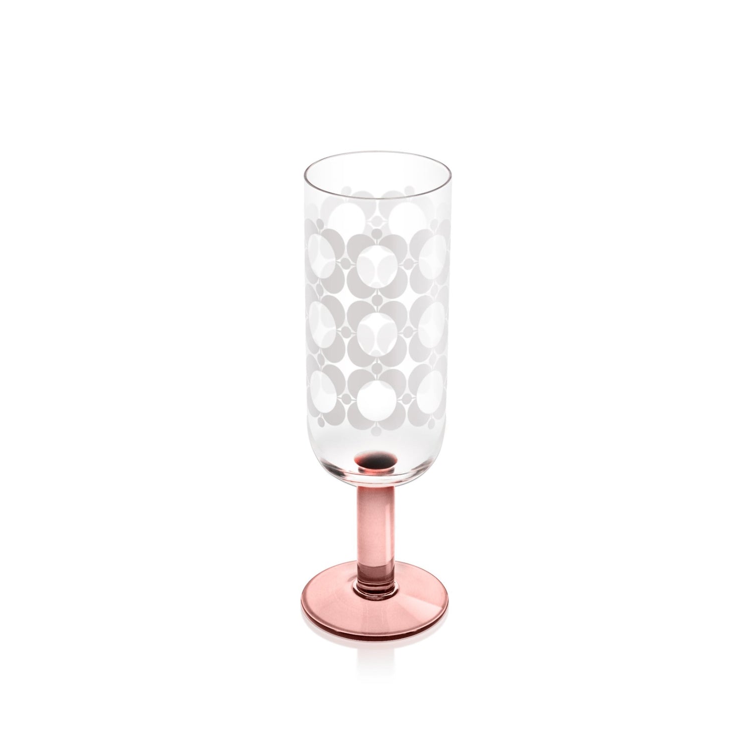 Orla Kiely Formal Champagne Glasses Pink Brown Atomic Print Set of 4