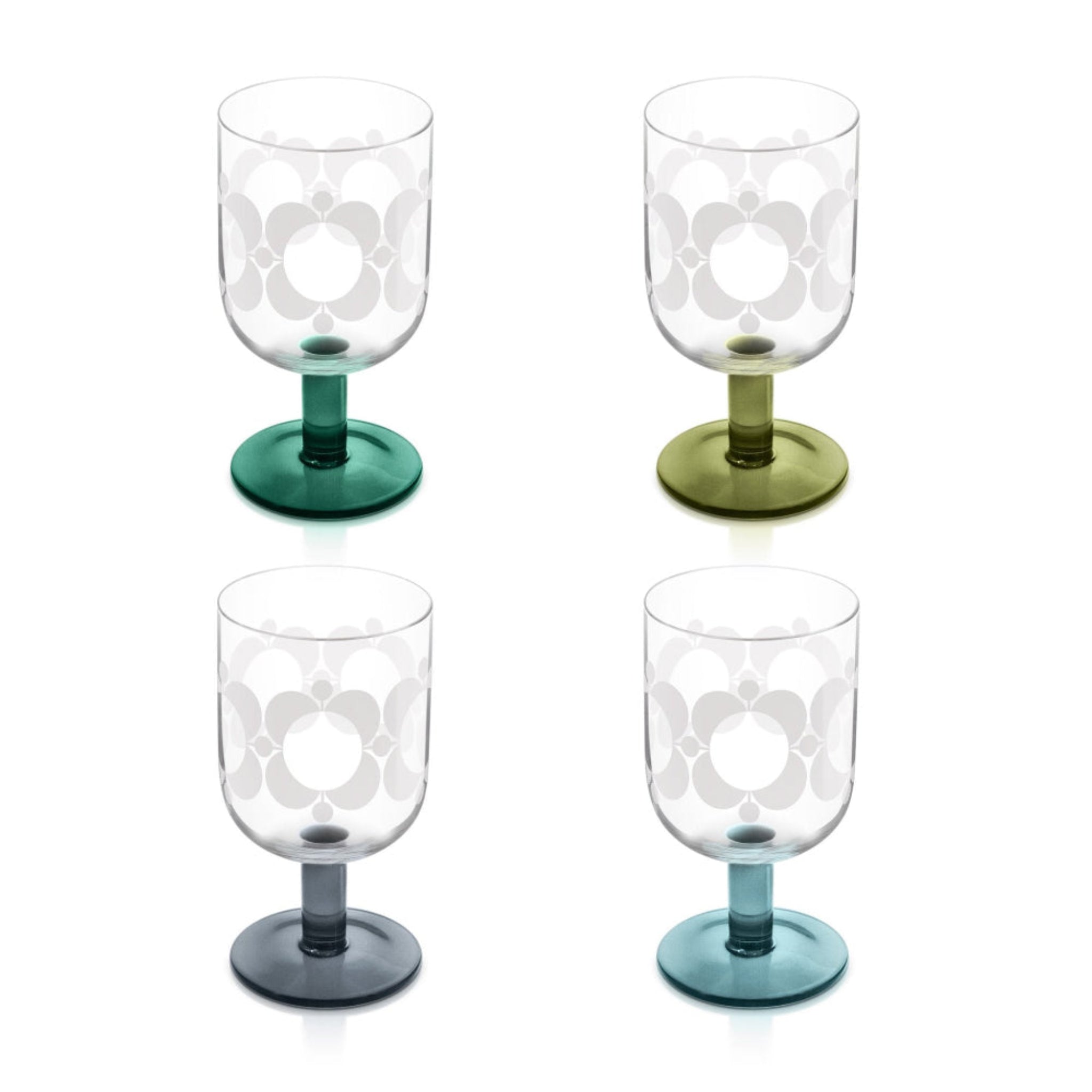 Orla Kiely Atomic Wine Glasses Set of 4 Blue Green