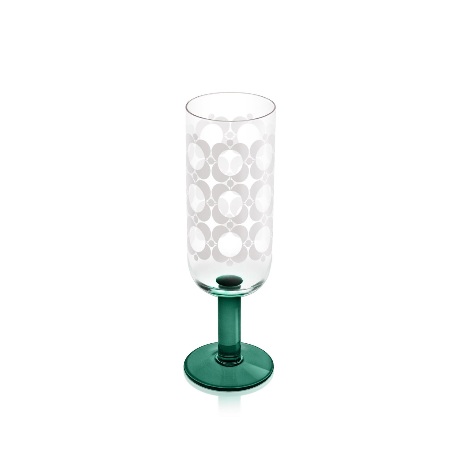 Orla Kiely Formal Champagne Glasses Blue Green Atomic Print Set of 4