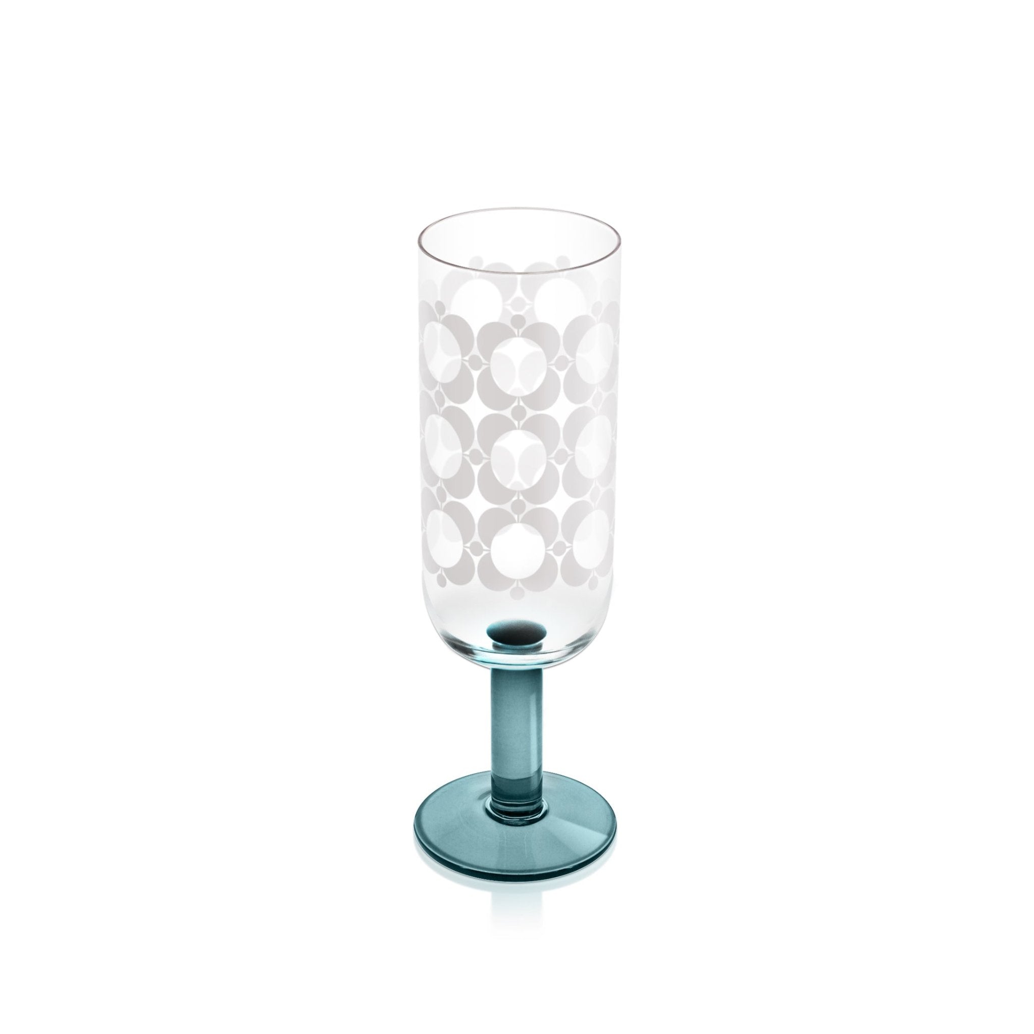 Orla Kiely Formal Champagne Glasses Blue Green Atomic Print Set of 4