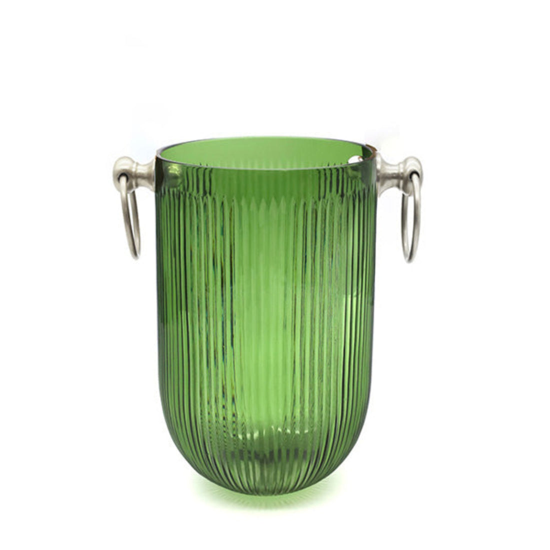 Culinary Concepts Emerald Glass Wine Cooler With Metal Handles