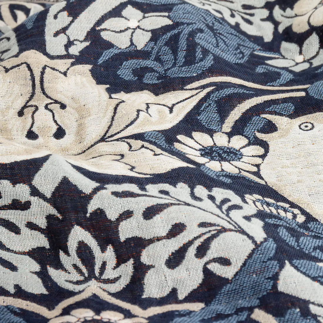 Morris & Co Strawberry Thief Jacquard Throw Indigo