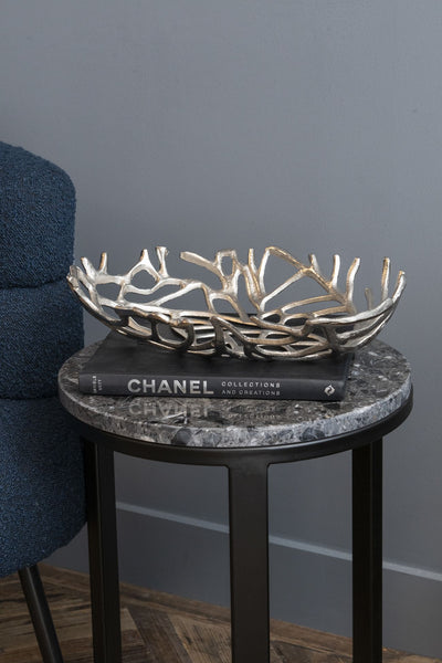 Libra Silver Coral Cage Textured Aluminium Oval Platter