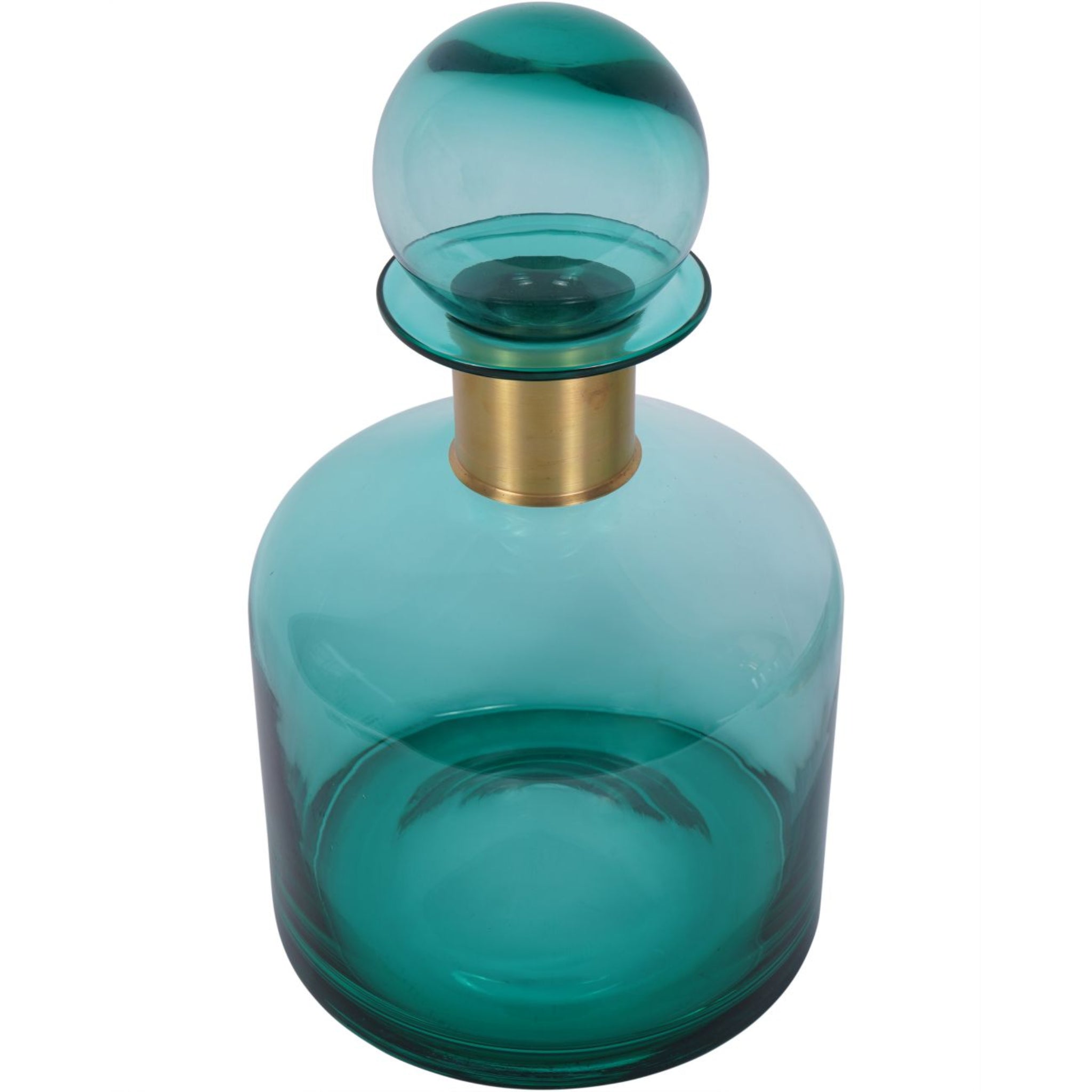 Libra Jorum Glass Bottle Wide with Lid Brass Detail