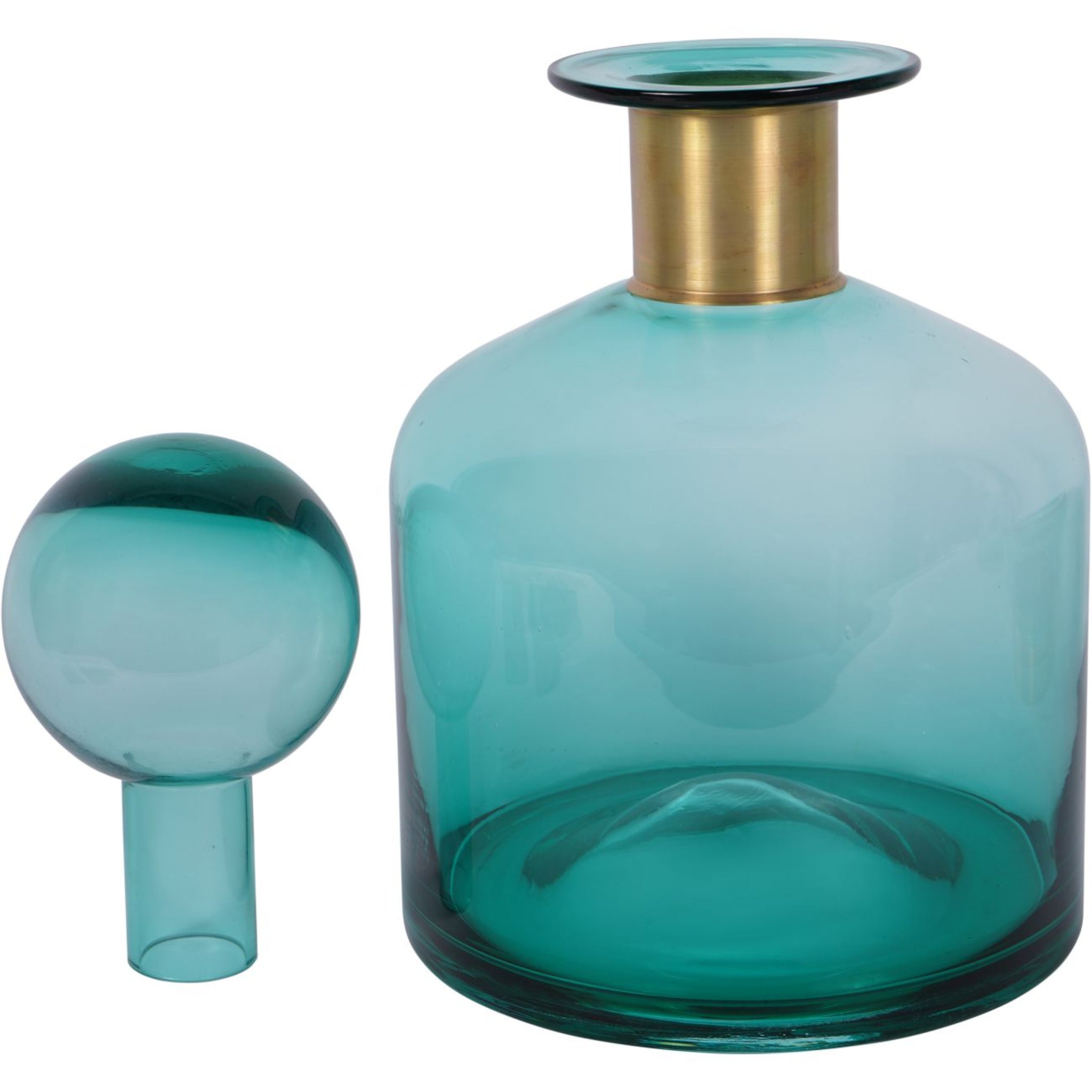 Libra Jorum Glass Bottle Wide with Lid Brass Detail