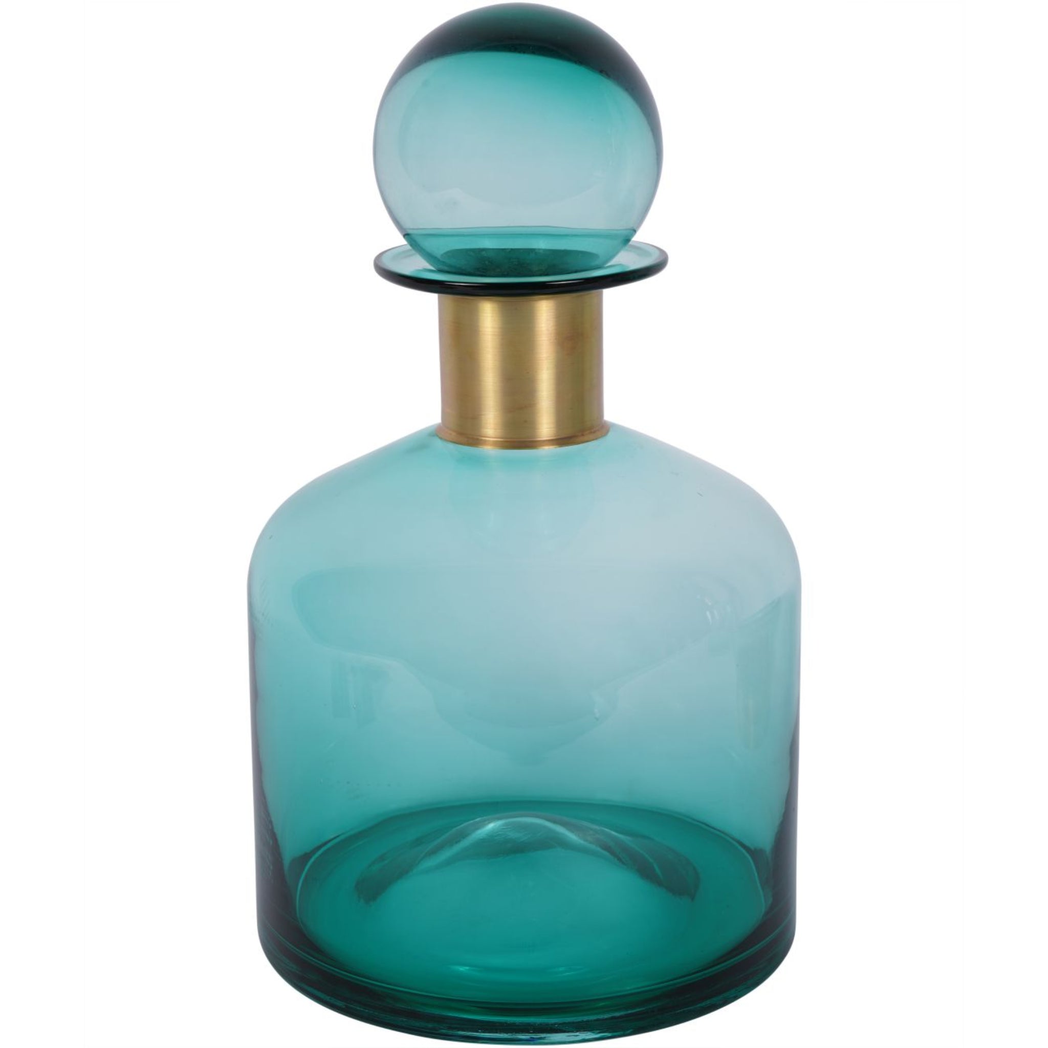 Libra Jorum Glass Bottle Wide with Lid Brass Detail