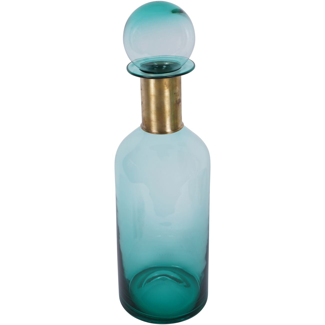 Libra Jorum Glass Bottle Tall with Lid Brass Detail