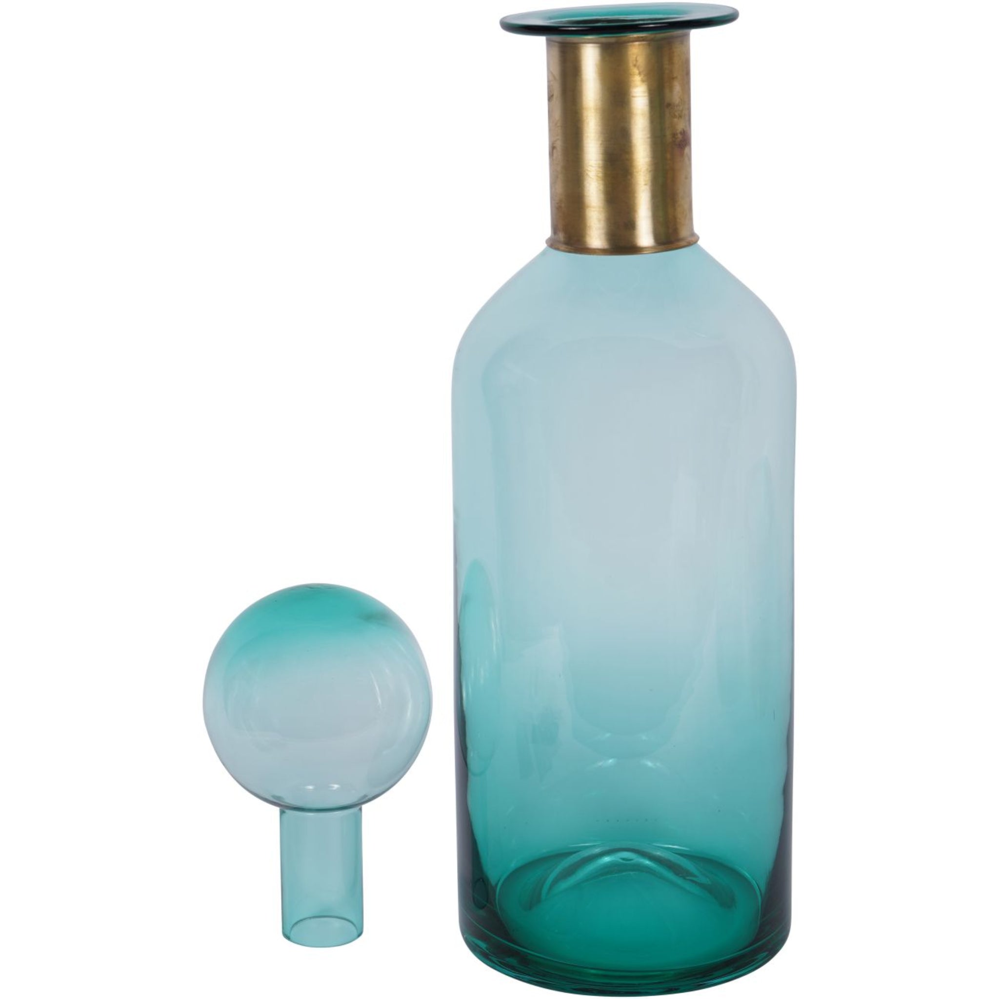 Libra Jorum Glass Bottle Tall with Lid Brass Detail