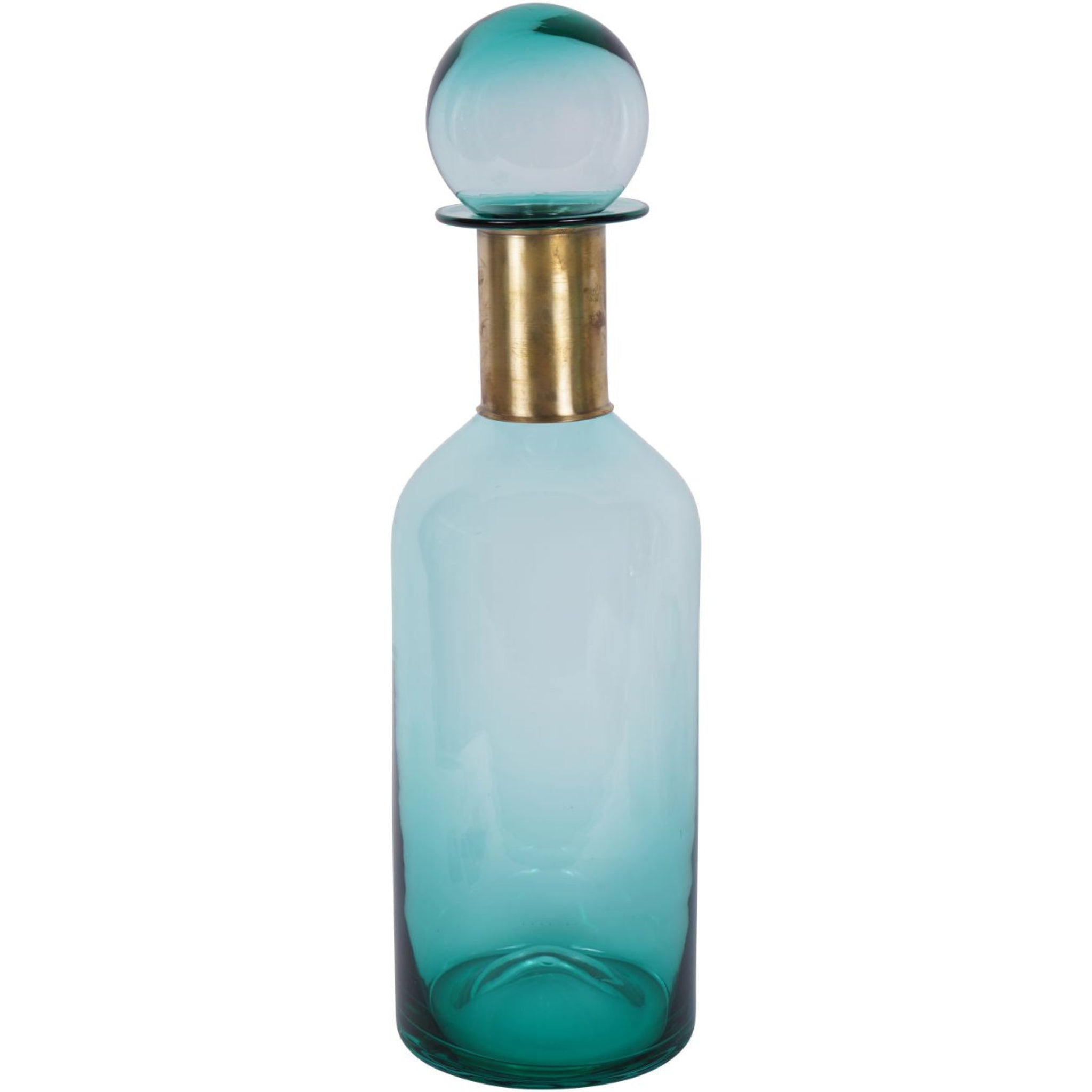 Libra Jorum Glass Bottle Tall with Lid Brass Detail