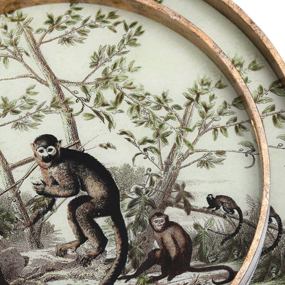Decorative plate with monkey illustration in a natural setting