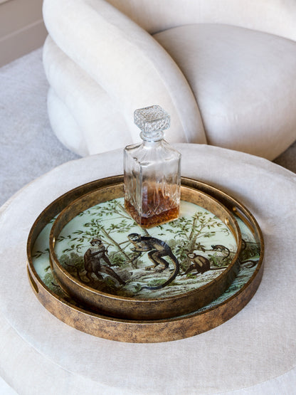 Decorative tray with artistic design on a white surface