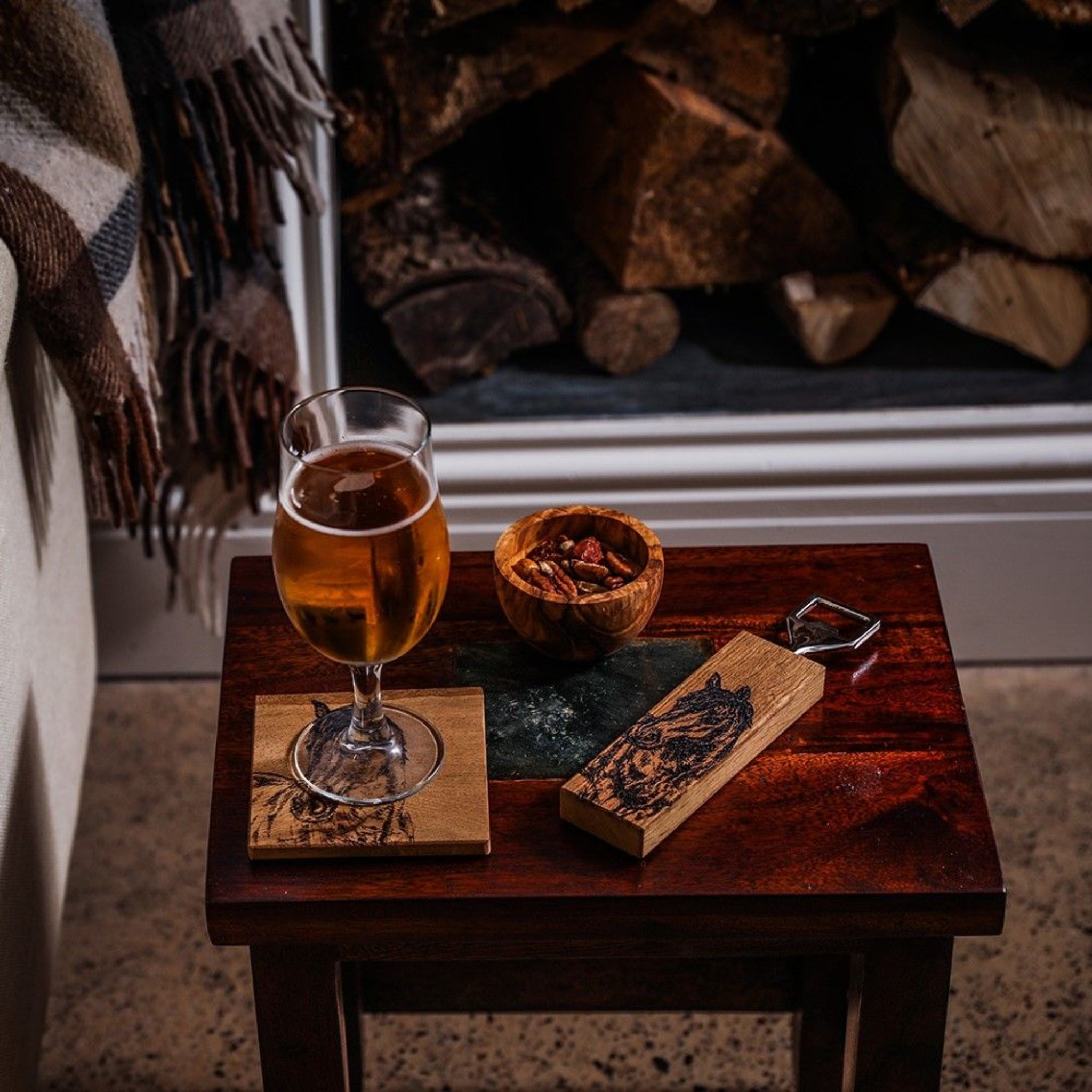 Scottish Made Horse Oak Coasters Set of 2