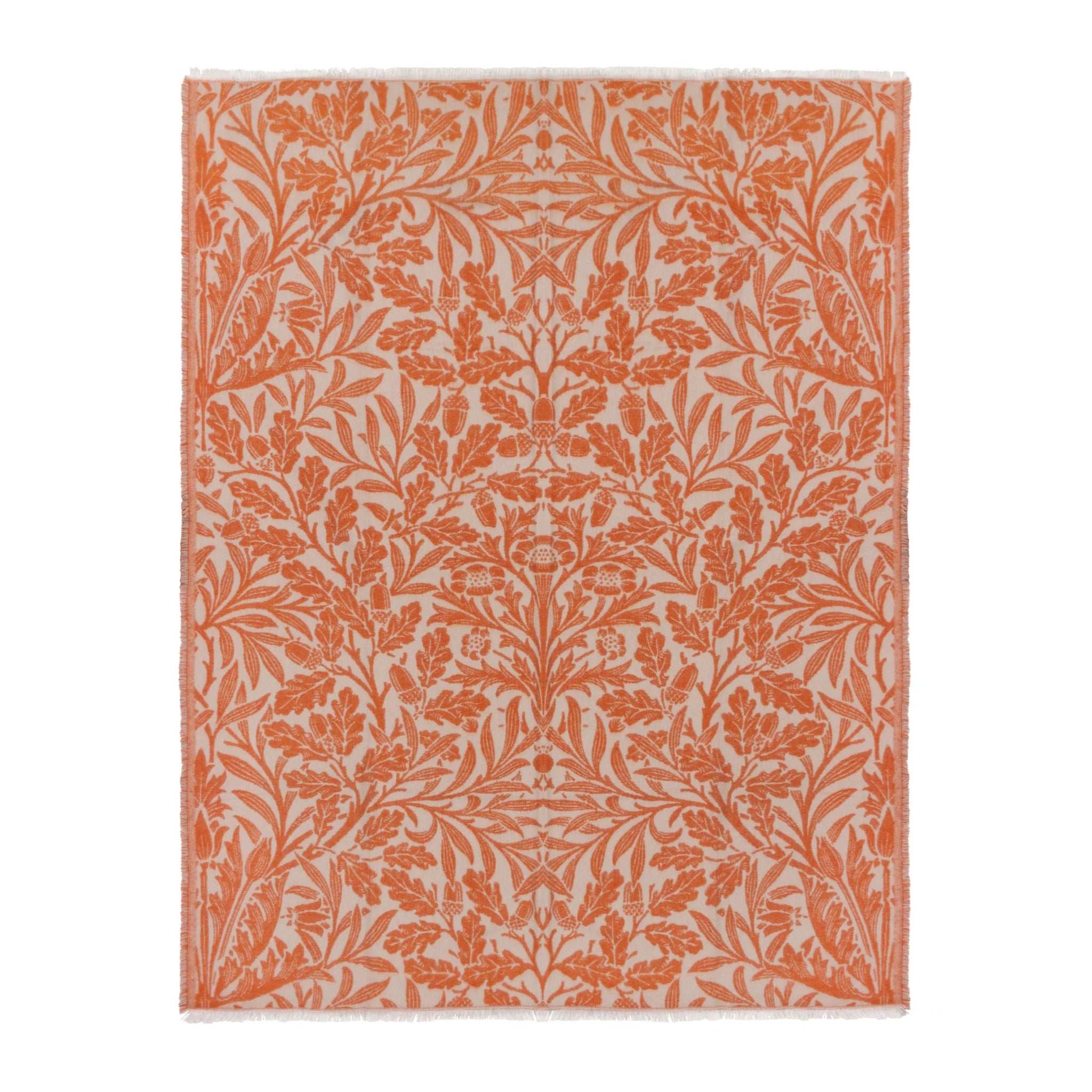 Morris &amp; Co Marigold Jacquard Throw Russet Orange 130cm x 170cm showing full pattern