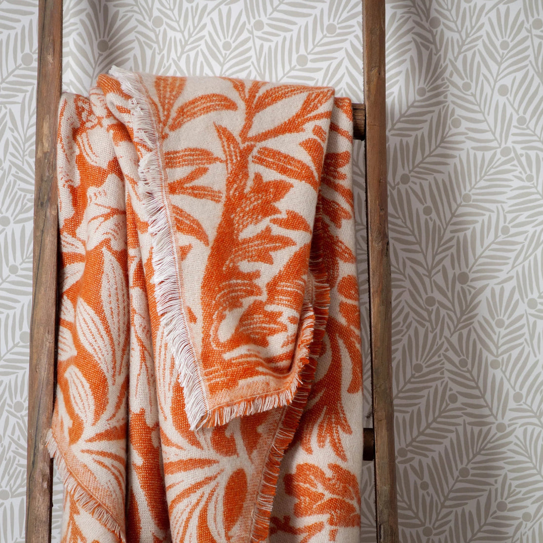 Morris &amp; Co Marigold Jacquard Throw Russet Orange 130cm x 170cm
