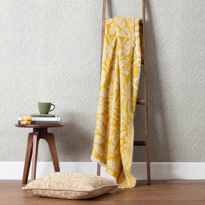 Morris &amp; Co Acorn Tonal Jacquard Throw Gold 130cm x 170cm