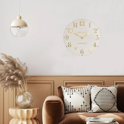 Thomas Kent 12'' Arabic Wall Clock Oatmeal in Living Setting