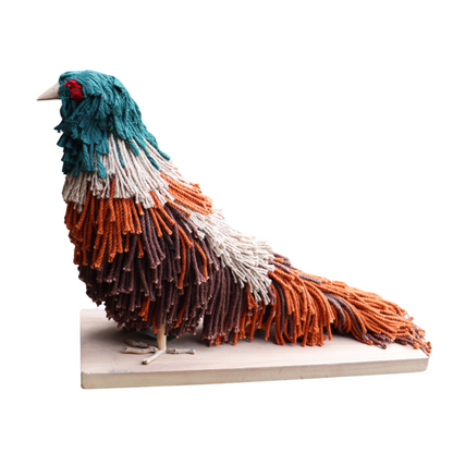 Aquarelle Home Wood &amp; Jute Patrick Pheasant Sculpture - With Damage