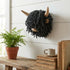 Aquarelle Home Ailsa Mini Wall Mounted Highland Cow Head Jute Black
