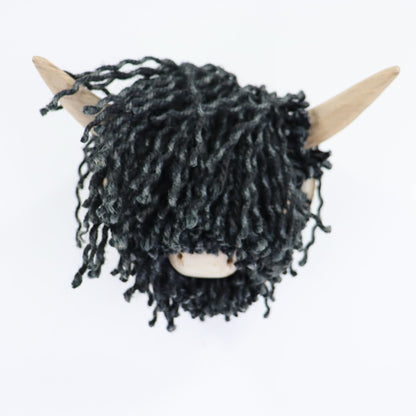 Aquarelle Home Ailsa Mini Wall Mounted Highland Cow Head Jute Black