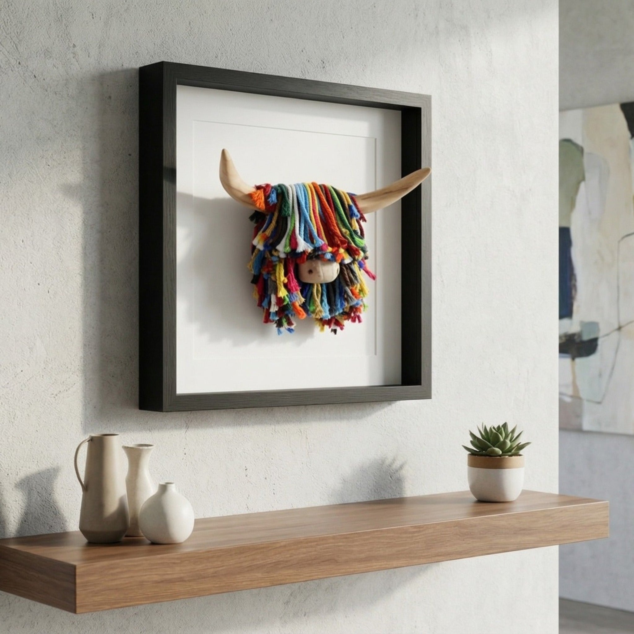 Aquarelle Home Ailsa Wall Mounted Highland Cow Jute Multi