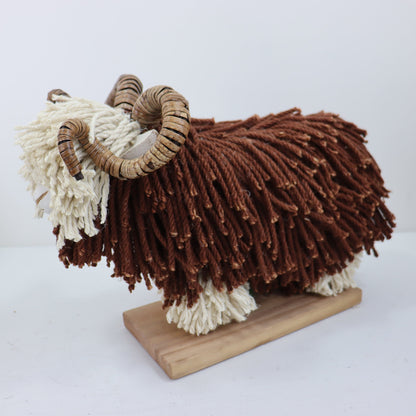 Aquarelle Home Rupert sheep with horns, brown and cream